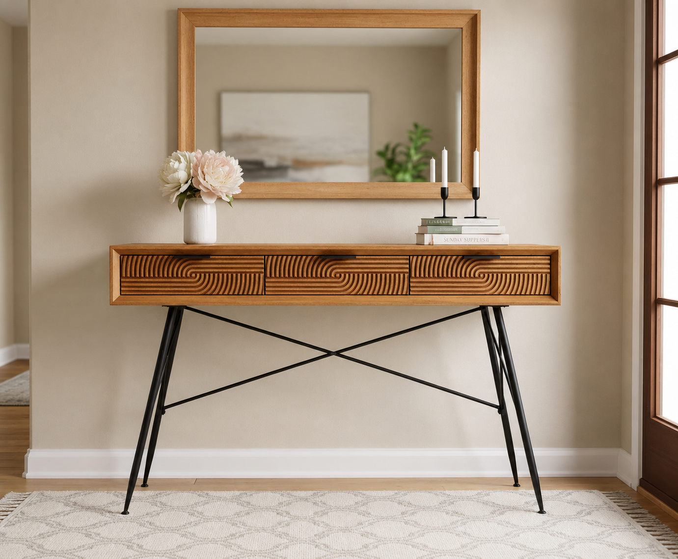 שולחן קונסולה 3 מגירות פסים